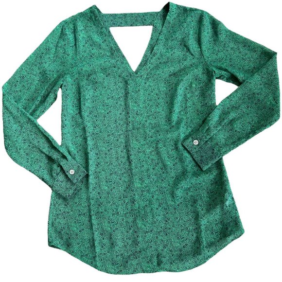 Cabi Floral Print Cutout Semi Sheer Blouse - Picture 1 of 7